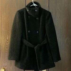Calvin Klein black double breasted wool blend heavyweight coat. Size MP